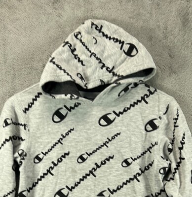Champion Hoodie Youth Medium Sweatshirt Pullover Gray Black All