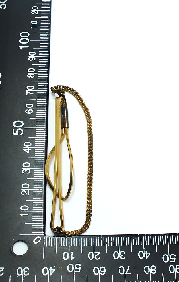 9ct GOLD ON SILVER Art Deco Curb Chain Tie Clip, Length 65mm B03 eBay