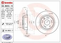 2X Brembo 08.B653.11 Bremsscheibe Hinten FüR Honda