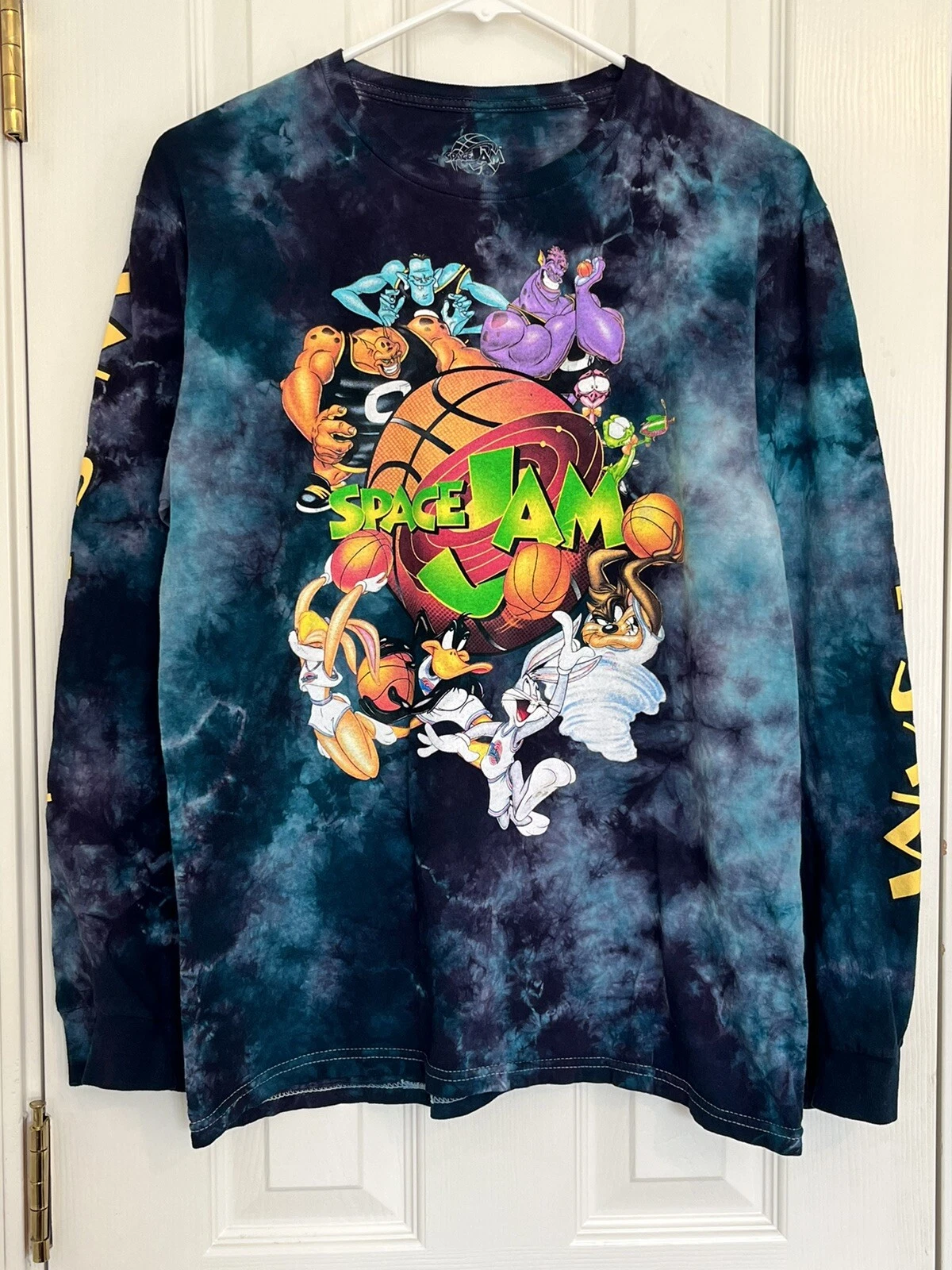 Space Jam Blue Tie Dye Long Sleeve Tee Shirt Unisex Small