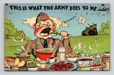 "This Is What The Army Does To Me"- Military Humor Comic- Linen Postcard