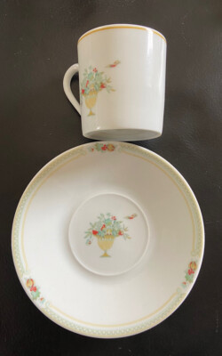 Espresso/Mocca Tasse mit Untertasse - Limoges France - Jardin Royal