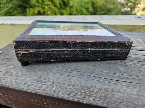 Antique Old Vintage French? Wood Sewing Box Etui Mother of Pearl Thread Winders - Picture 22 of 24