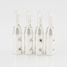 8x Silver Plated Screw Locking BFA Banana Plug Connector for HiFi Speaker Cable 