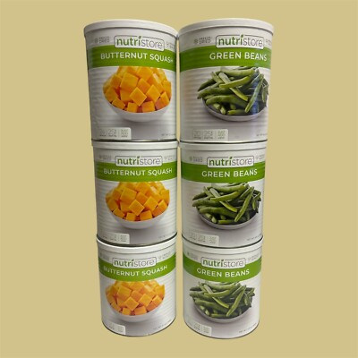 NutriStore Freeze Dried Food Storage - Butternut Squash(3) & Green Beans(3)