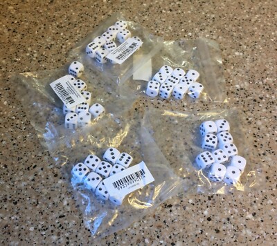 NEW Lot of 50 Games Workshop Small White Dice - Genuine Sealed GW Warhammer