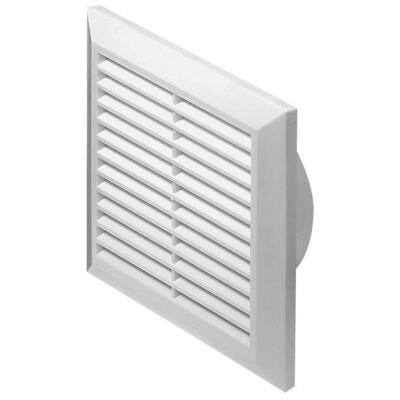 Entlüftungsgitter - 170 mm x 170 mm / 100 mm - runder Kanalschlauch - Rohranschluss -