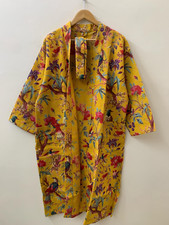 Mustard Waffle Bridal Robes, Floral Kimono, Indian Cotton Bathrobe