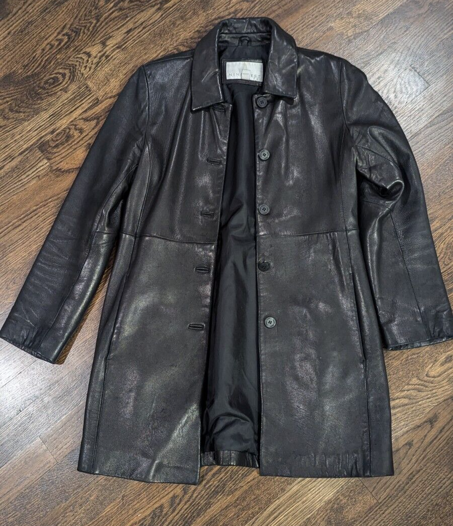 Nine West Black Genuine Leather Jacket Soft Women’s Size Small