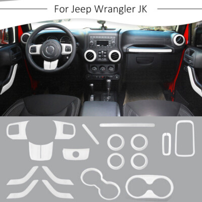 18PCS Full Interior Set Cover Trim Kit For Jeep Wrangler JK JKU 2011-2017 White