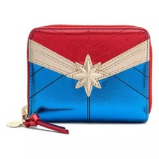 Cartera Cartera Loungefly X Marvel Capitana Marvel Logo Metálico Cremallera Alrededor