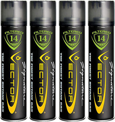 Vector 14X Filtered Premium Refined Fuel Butane Gas Refill (320Ml) 4 Cans