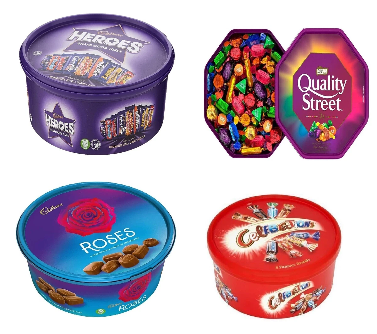 Variety Of Chocolate Tub Celebrations Heroes Roses Quality