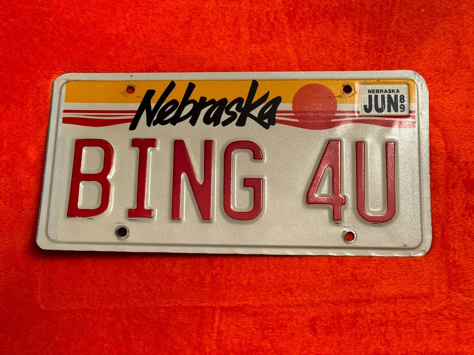 Nebraska Vanity License Plate. Expired 3 Years Ago. Bing 4 U Bingo