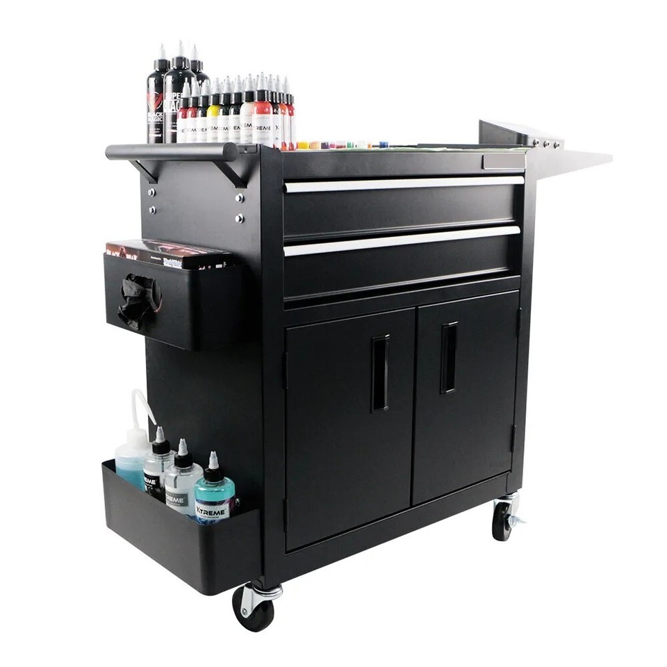 TankStorm Stainless Steel Tattoo Barber Workstation Cart Trolley Salon