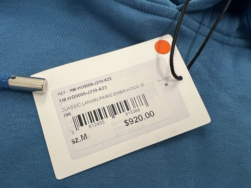 $920 Lanvin Blue Cotton Hoodie Size Medium, Made in Italy - Bild 5 von 5