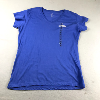 Cuffys Cape Cod Shirt Womens 3XL Blue Short Sleeves V Neck Lightweight Tee NWT