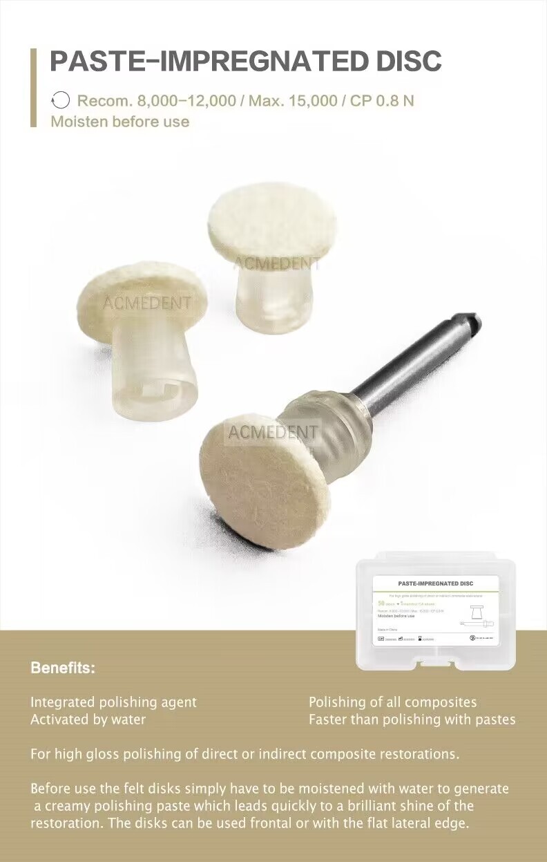 Dental Composite Polishing Discs Mandrel Polishers Finisher Felt Wheel