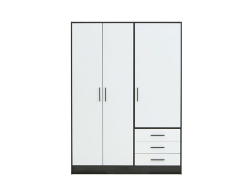 Drehtürenschrank Kleiderschrank Schrank 3-türig B144.5 JAMI Dekor Schwarz Weiß - Bild 3 von 5