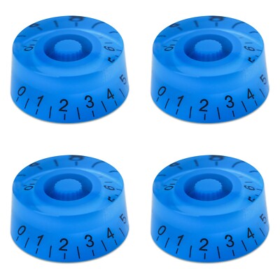 4 Pcs Acrylic Guitar Bass Volume Tone Speed Control Knobs Blue and Black numbers