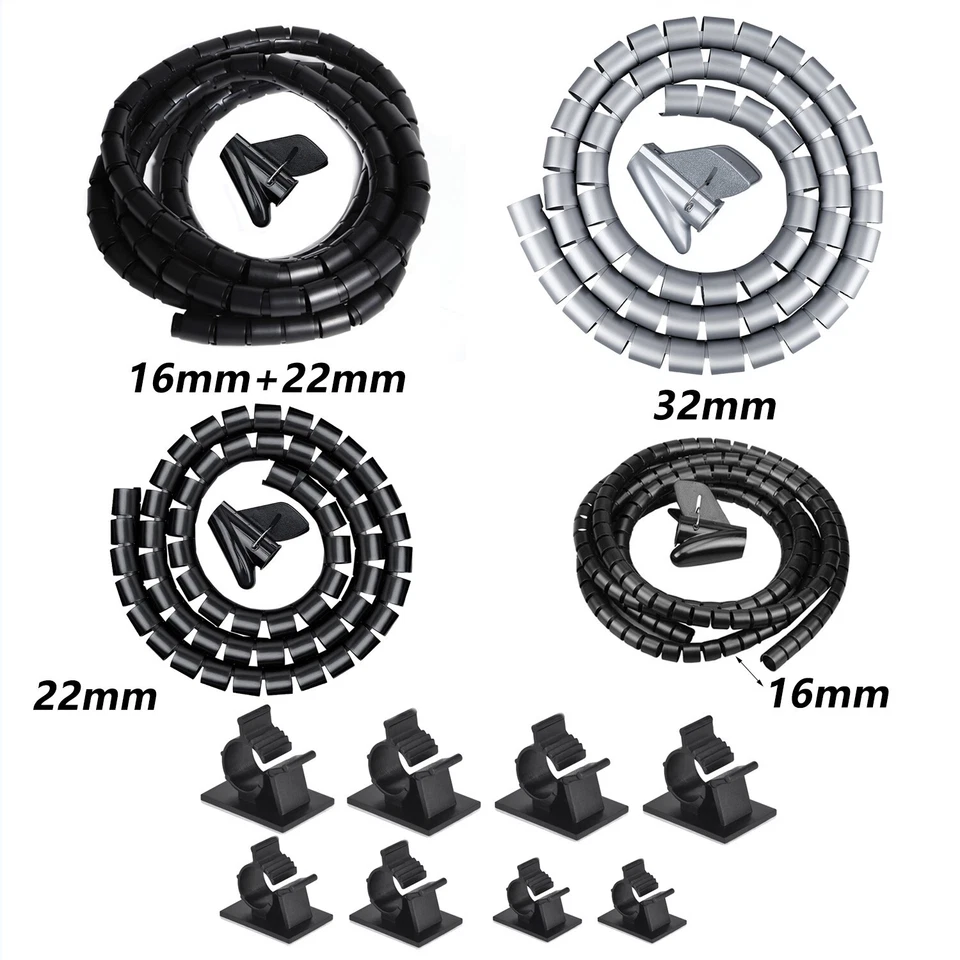 Manguito de cable organizador tubo en espiral funda de gestión de cables para el hogar Foto 2 de 4