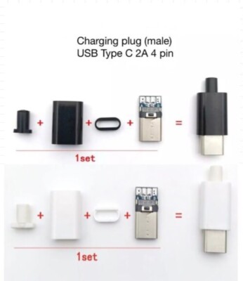USB-C Stecker Set Reparatur DIY black/white 4 pin connector Lightning Audio:6Pin