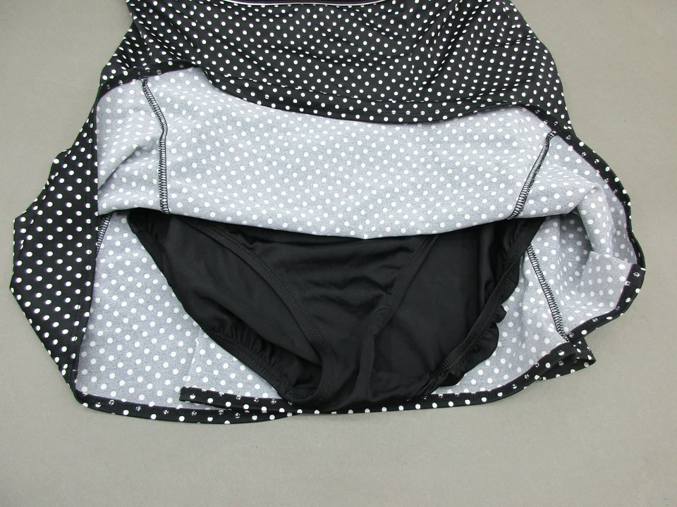 Traje de baño de una pieza acolchado a lunares negro talla 10 para mujer 3P Foto 3 de 4