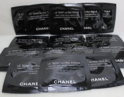 15 x CHANEL LE TEINT ULTRA TENUE ULTRAWEAR FLAWLESS FOUNDATION 20 BEIGE 0.03 OZ