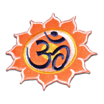 Aufnäher / Bügelbild - Om Symbol spirituell Hindu Meditation - orange - Ø8,4 cm