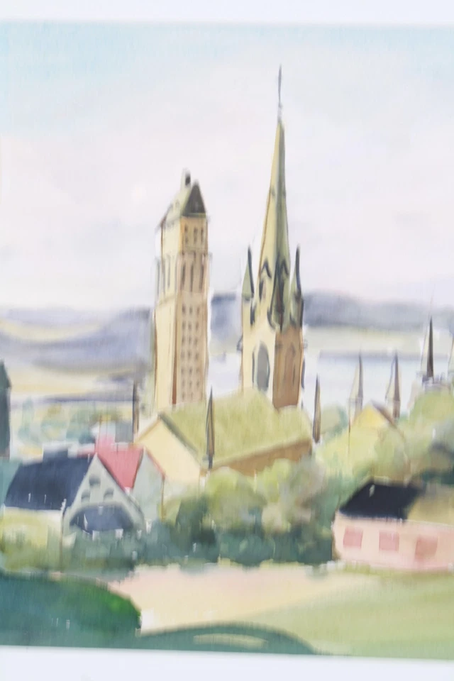 Pintura acuarela Quebec Canadá firmada Michelle Lemay Flesher 1971 Foto 3 de 4