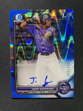 2022 Bowman Chrome Juan Guerrero Blue Wave Refractor Auto #/150 1st Rockies
