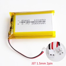 3.7V 2000mAh Lipo Rechargeable Battery with JST 2pin 1.5mm plug for GPS 103450