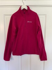 Berghaus Ladies UK Size 10 Burgundy Red 1/4 Zip Long Sleeve Fleece Jumper