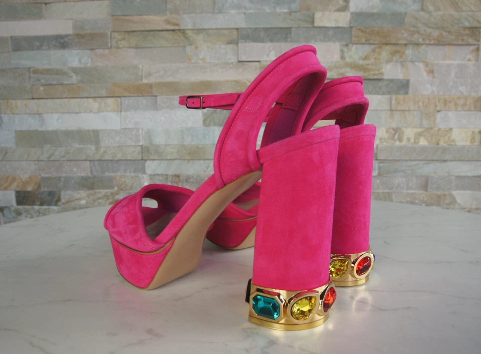 Casadei Talla 37,5 Sandalias Tacones Altos Zapatos de Noche Rosa Nuevo Antiguo - Imagen 4 de 4