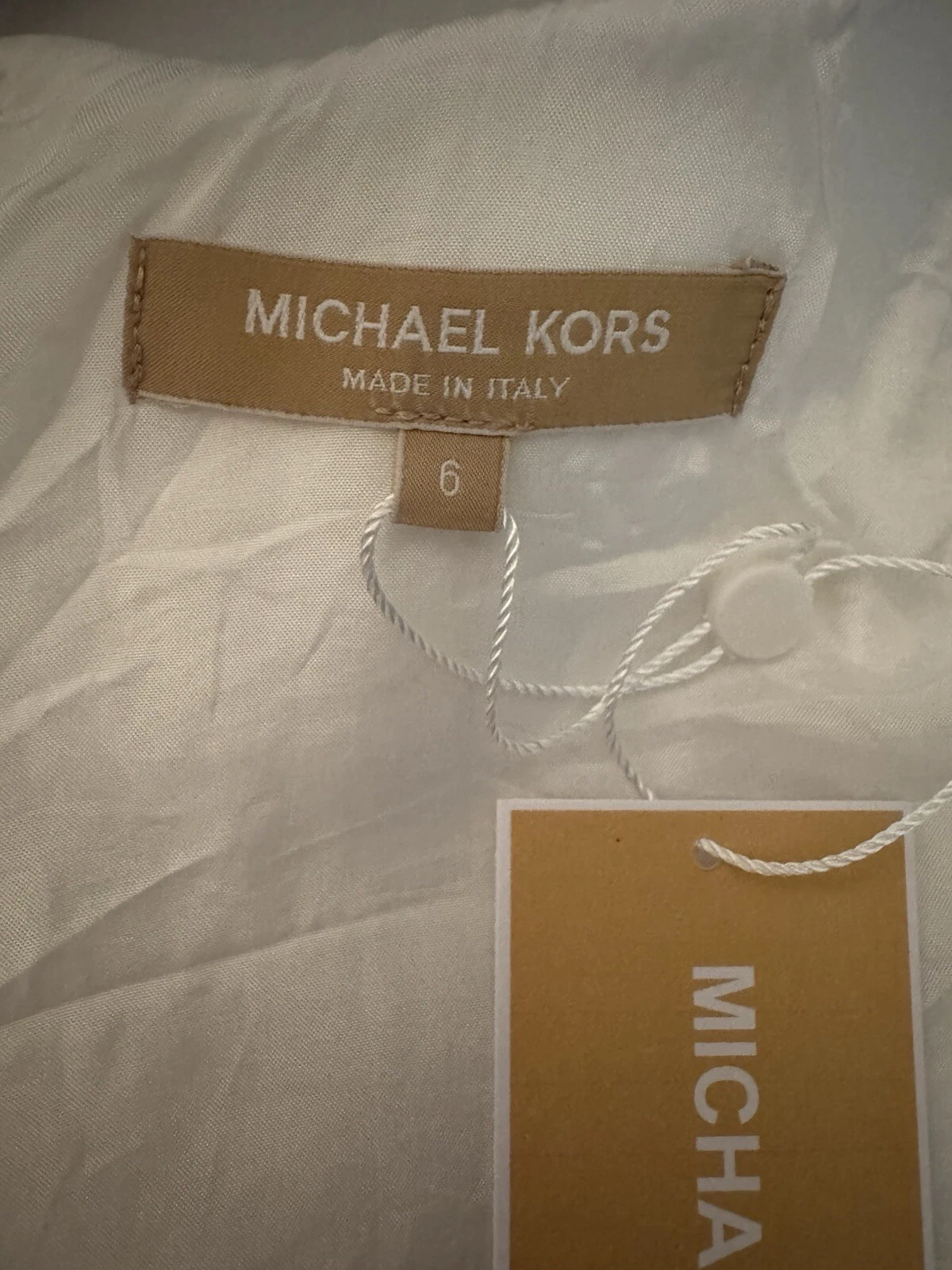 Abito a tubino Michael Kors Collection bianco crepe senza maniche borchie $1.995 taglia 6