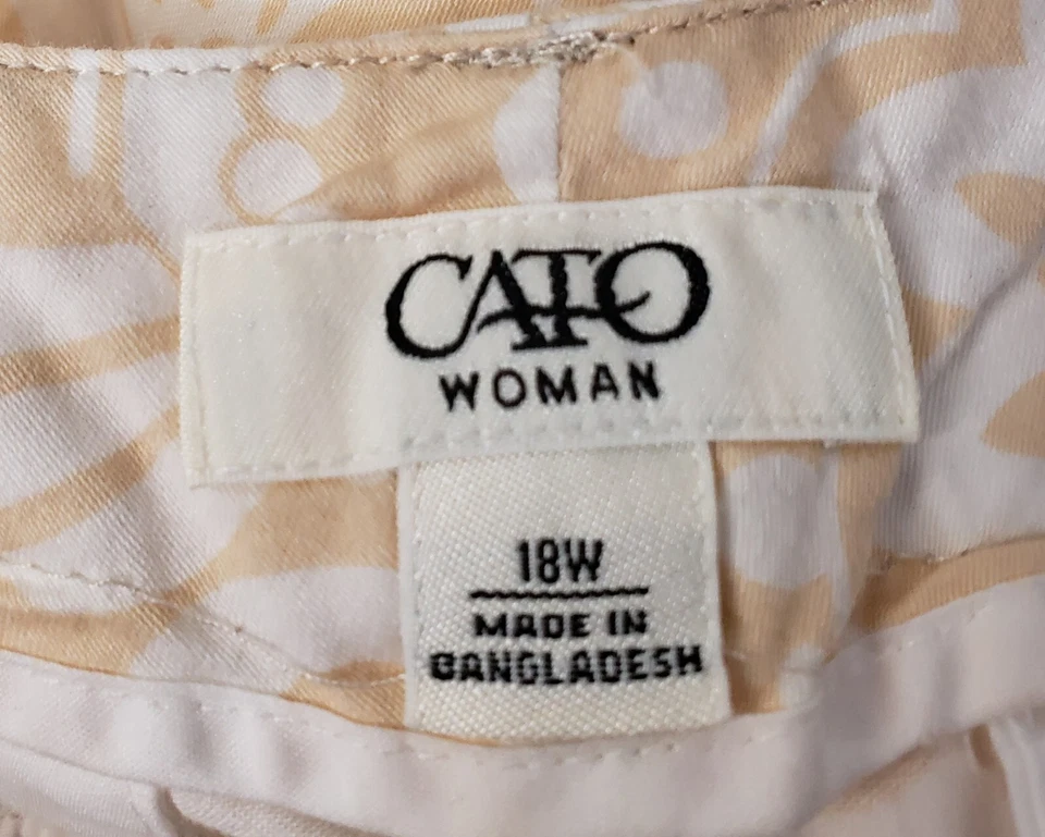 Pantalones Cortos Cato Mujer 18W Bermudas Chino Floral Paisley Beige Blanco 36x11 Bolsillos Alto Foto 3 de 4