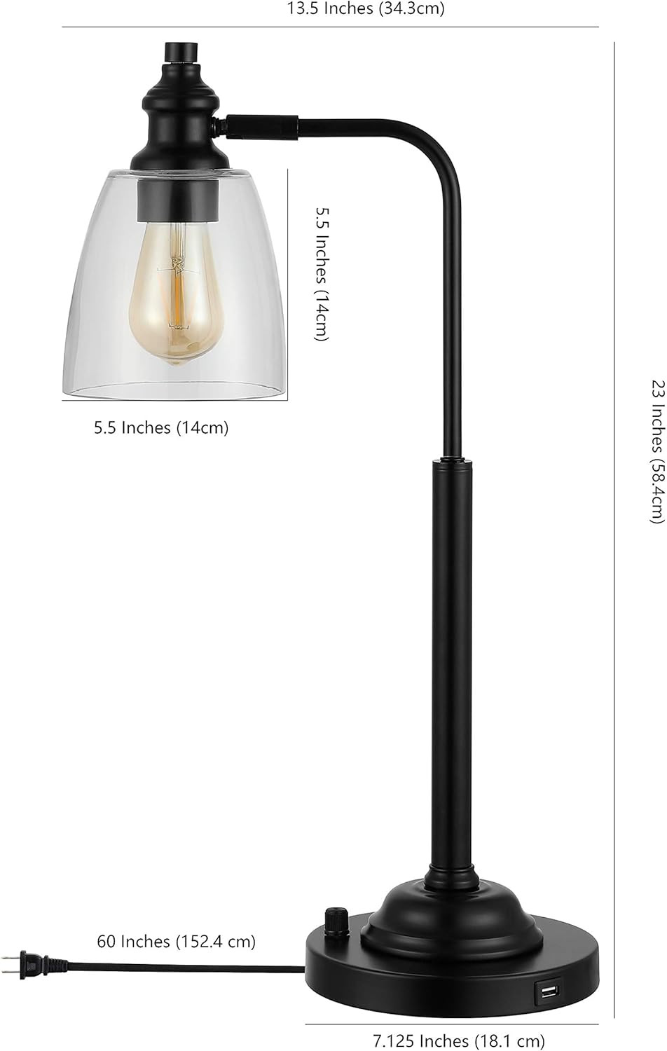 Lighting Collection Rino Industrial Rustic Farmhouse Black Iron 23-Inch Bedroom