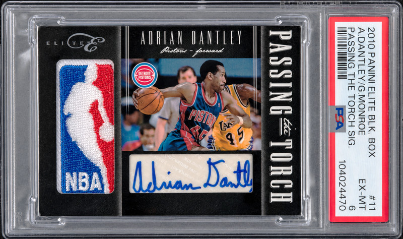 Pop 1 Panini Elite Black Box 2010 Dantley and Monroe DUAL LOGOMAN Patch Auto PSA