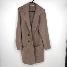 Pink Clover Women's Knit Mauve Brown Open Front Collared Cardigan Size XLP