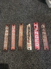 Vintage Industrial DANGER Signs Enamel Metal Safety Tags Factory Machinery Signs