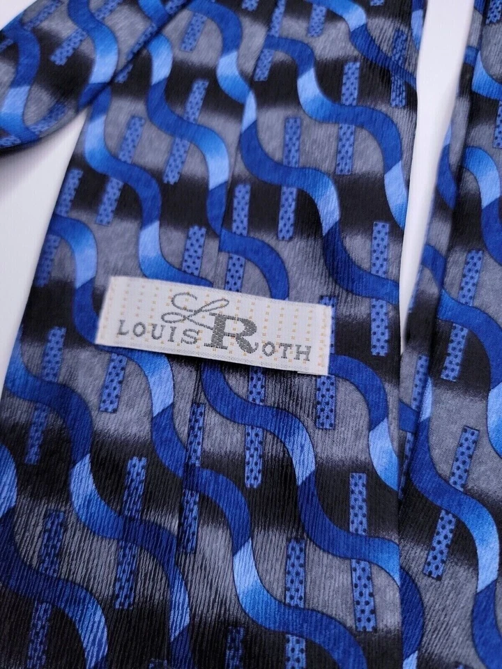 Corbata formal Louis Roth para hombre 62"Lx3,75"W gris/azul Foto 3 de 4
