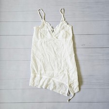 Y2k Euro Coquette Slip Dress White Asymmetrical - Size Small