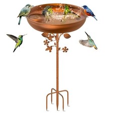Metal Bird Bath for Outdoors Garden Birdbath Bowl, 39.6" Vintage Copper-2-in-1