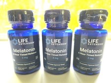 Lot of 3 Life Extension Melatonin 6 Hour Timed Release 3 mg 60 Veg Caps 9/27