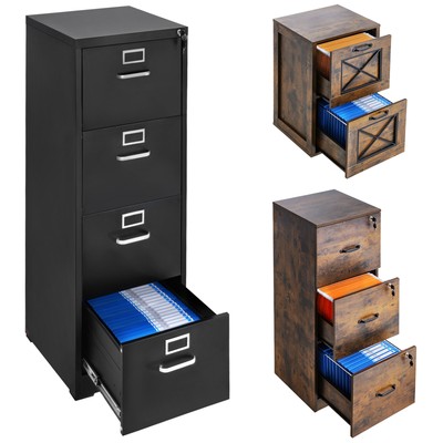 2/3/4 Drawer File Cabinet Vertical Filing Cabinet with Lock for Home Office