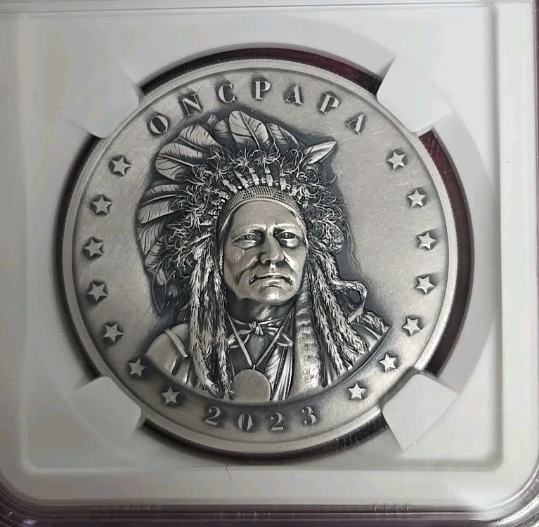 2023 $1 Onca Papa Ultra High Relief Oglala Lakota Sioux Nation MS-70 - Image 2 of 4