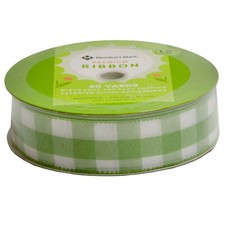 Member's Mark Premium Wired Ribbon 50 Yards 1-1/2 in Width, Green Checkered
