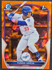 2023 Bowman Sapphire 1st Orange Refractor /50 Yunior Garcia #BCP-142 Dodgers