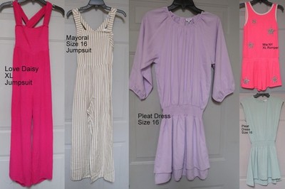 GIRL'S SIZE 16 XL CLOTHING LOT 5 piece JUMPSUITS, DRESSES, ROMPER MIA, MAYORAL +