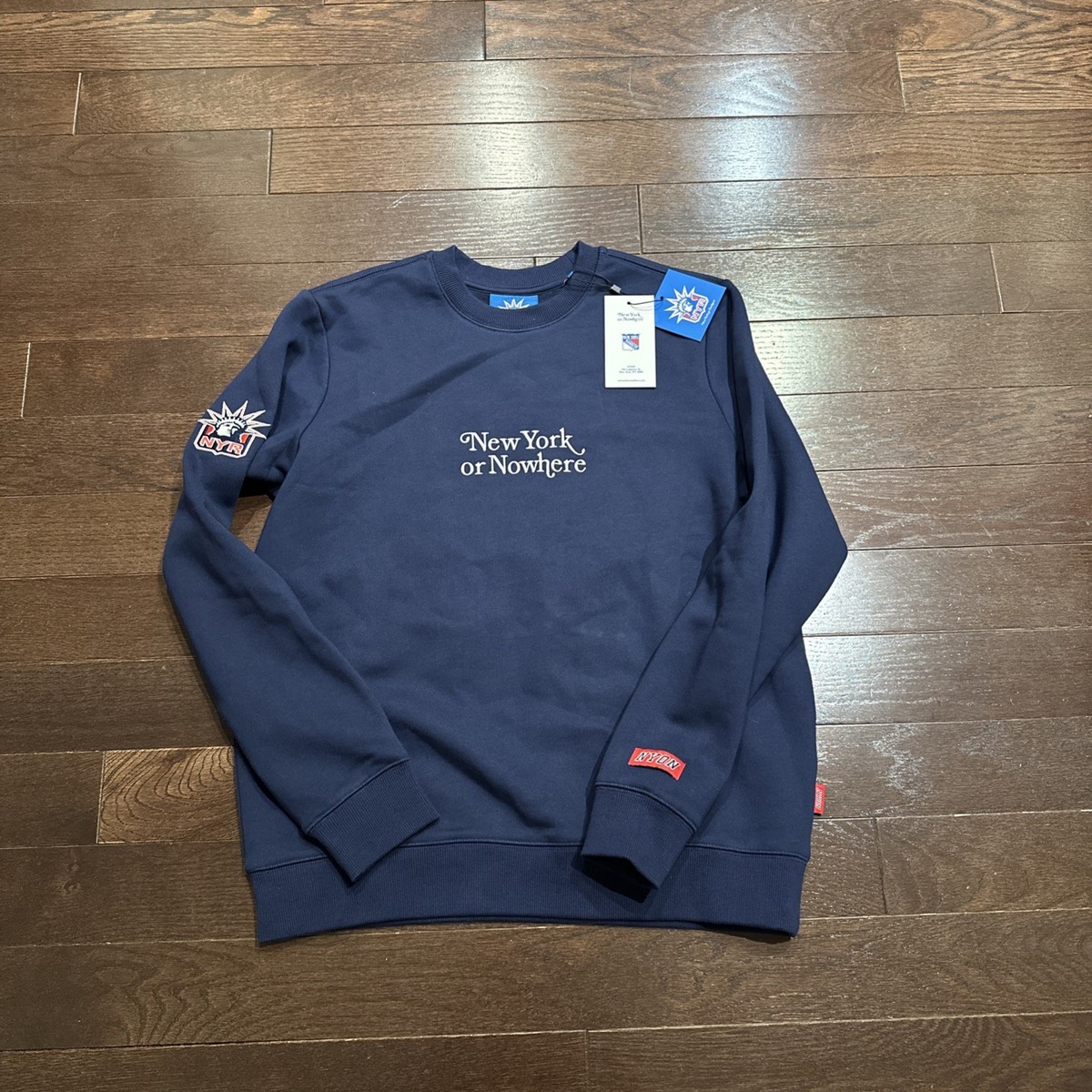 NEW NWT New York Rangers Or Nowhere Motto Crewneck Sweatshirt In